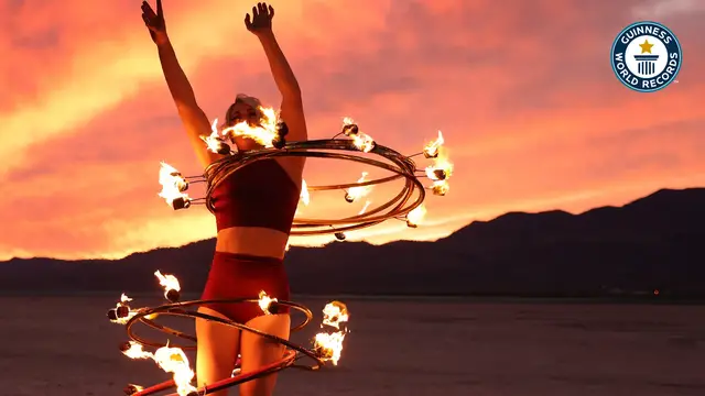 'Video thumbnail for Daredevil Breaks Records with Fire Hoops'