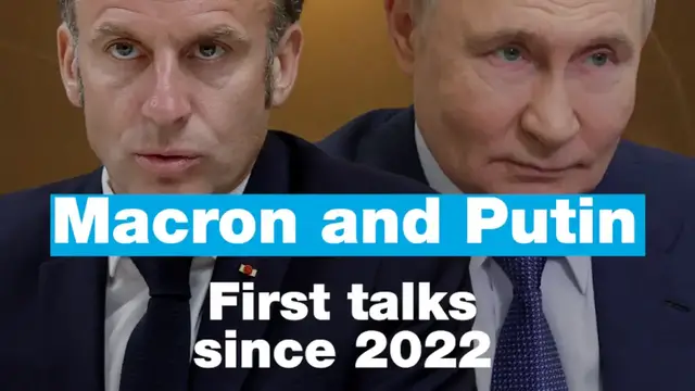 'Video thumbnail for Putin and Macron discuss Iran, Ukraine in first phone call in nearly three years'