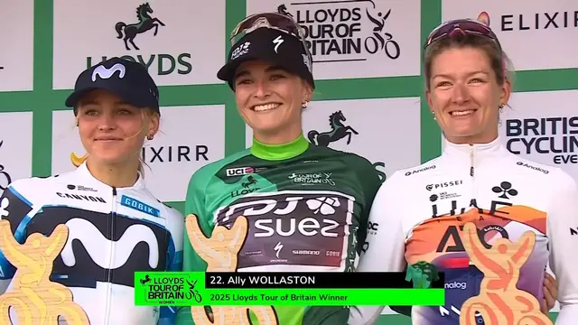'Video thumbnail for Wollaston wins the 2025 Tour of Britain after seeing off Ferguson'