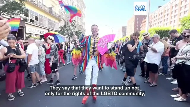 'Video thumbnail for Tens of thousands gather to mark 30th anniversary of Budapest Pride despite Orban ban'