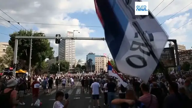 'Video thumbnail for Student-led protesters in Belgrade call for snap elections in Serbia'