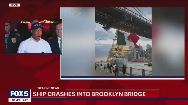 'Video thumbnail for Boat crashes into Brooklyn Bridge: Official update'