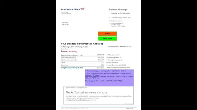 'Video thumbnail for Bank of America Bank Statement Template Editable'