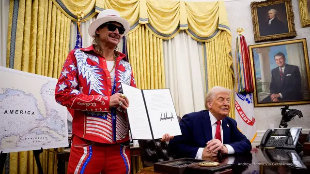 'Video thumbnail for Trump signs executive order on ticket resellers, joined by Kid Rock'