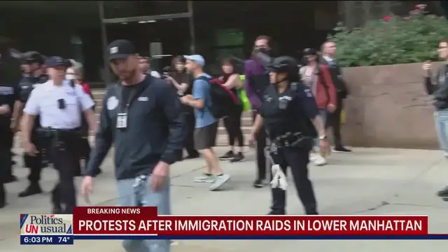 'Video thumbnail for Immigration agents, protesters clash in Lower Manhattan'