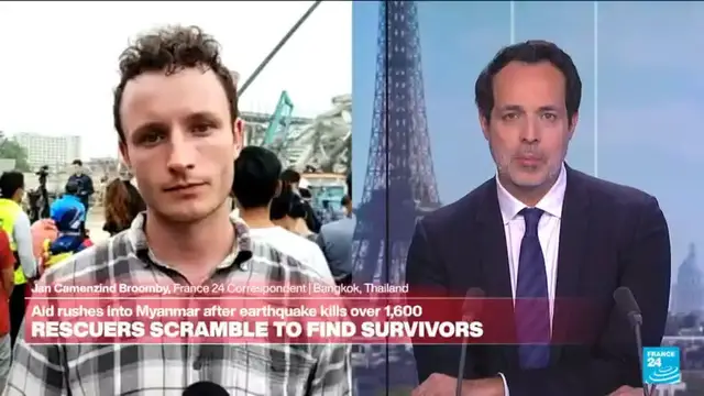 'Video thumbnail for Thailand: Dozens of people remain trapped under the rubble of a collapsed Bangkok skyscraper'