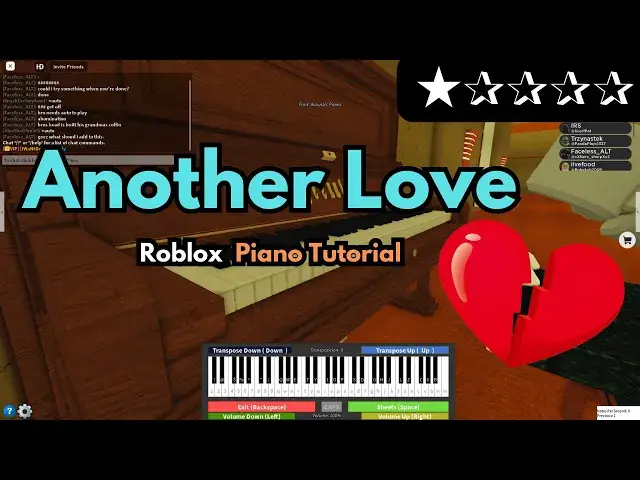 'Video thumbnail for Tom Odell - Another Love (VERY EASY Roblox/Virtual Piano Tutorial)'