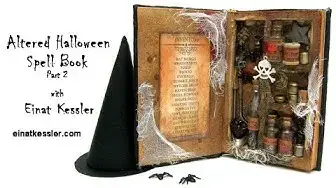 'Video thumbnail for Halloween Altered Spell Book - part 2 with a COMPLEMENTARY INVENTORY TAG'