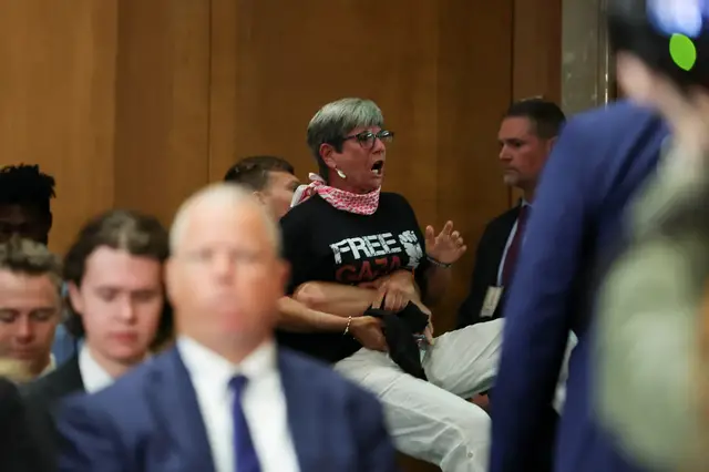 'Video thumbnail for US Senator says at least pro-Palestinian protester speaking 'in English''