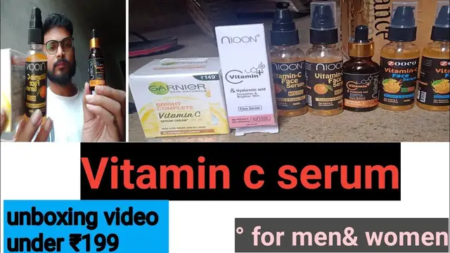 'Video thumbnail for Best vitamin C serum under ₹199 for clear skin with hyaluronic acid unboxing video'
