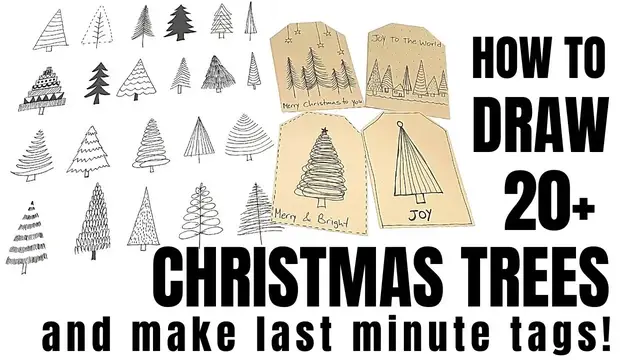 'Video thumbnail for How to Draw Christmas Trees and Make Last Minute Holiday Gift Tags'