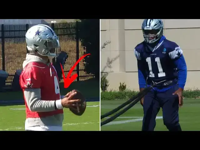 'Video thumbnail for #Cowboys Dak Prescott Throwing At Practice & Micah Parsons Working The Cords...'