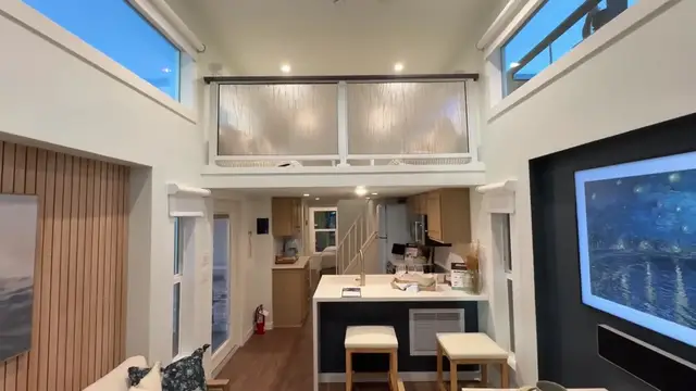 'Video thumbnail for kerry tarnow: prefab home tour! exploring cavco's bungalow with rooftop deck, tiny home design'