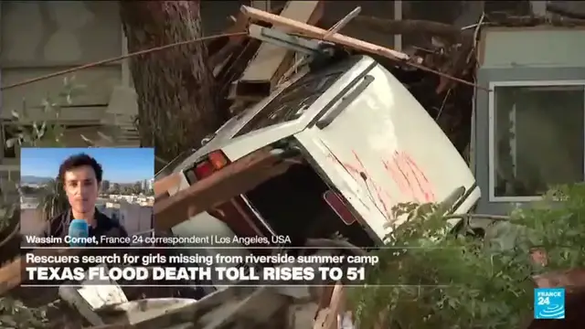 'Video thumbnail for Texas flood: Rescuers search for girls missing from riverside summer camps'