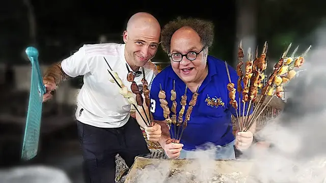'Video thumbnail for Iran STREET FOOD at Night!! Persian FOOD TOUR in Darband Tehran EATING Liver Kebab!!'