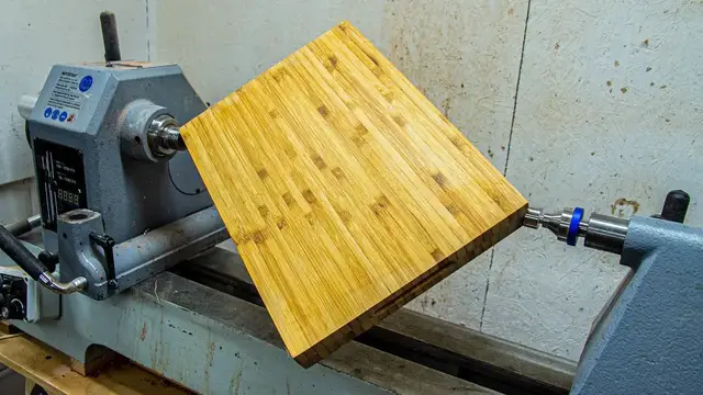'Video thumbnail for Can you wood turn bamboo cutting board into DEEP salad bowl??'