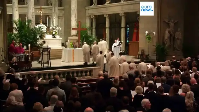 'Video thumbnail for Biden, Harris and Walz attend funeral for former Minnesota House Speaker Melissa Hortman'