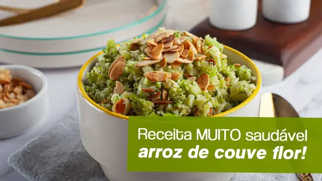 'Video thumbnail for Aprenda como fazer ARROZ DE COUVE FLOR COM BRÓCOLIS'