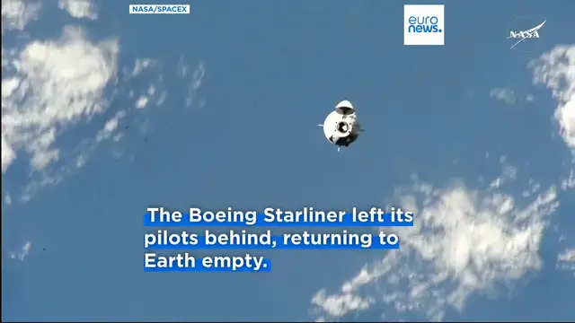 'Video thumbnail for Replacement crew arrives at ISS where two stuck astronauts remain'