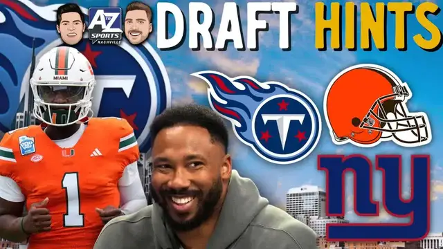 'Video thumbnail for Titans get help from Myles Garrett hinting at 2025 NFL Draft curveball'