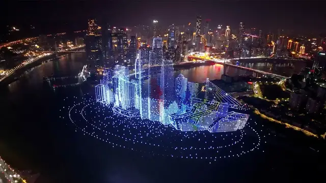 'Video thumbnail for Largest drone show lights up sky in Shenzhen, China'