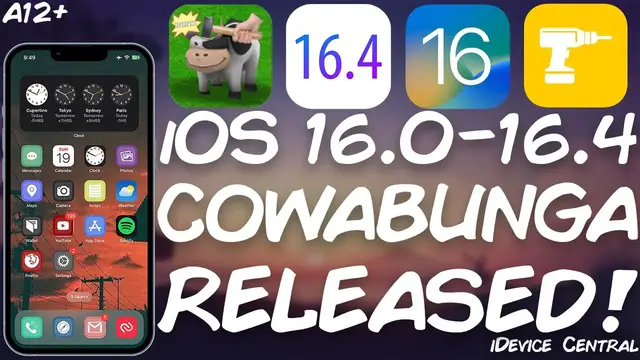 'Video thumbnail for iOS 16 - 16.4 Big Jailbreak News: COWABUNGA Lite For iOS 16.2 - 16.4 TWEAKS Without Jailbreak (A12+)'