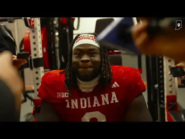 'Video thumbnail for Postgame Q&A: CJ West on Indiana football's 20-15 win over Michigan'