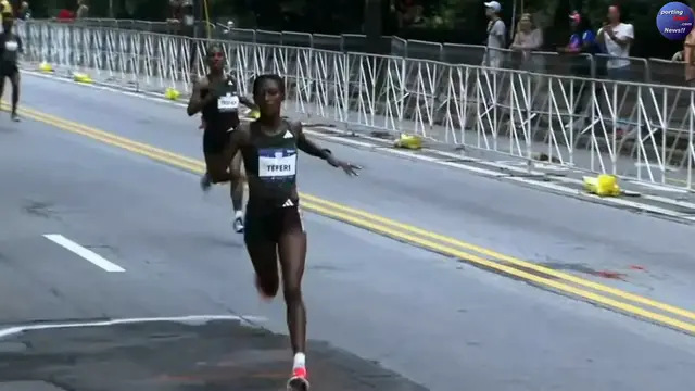 'Video thumbnail for Watch AJC Peachtree Road Race 10K as Senbere Teferi made wrong turn'