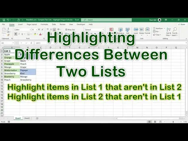 'Video thumbnail for Compare Two Lists in Excel: Highlighting Differences'