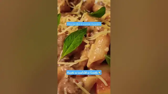 'Video thumbnail for aquele macarrão cremoso com #carne moída vai bem em qualquer dia, né? veja a #receita no canal!'