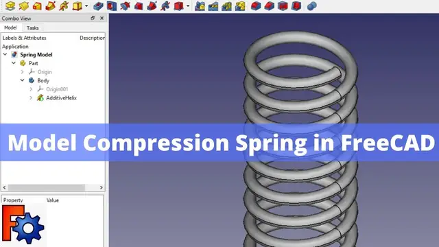 'Video thumbnail for Model Compression Spring in FreeCAD | FreeCAD Tutorial | FreeCAD Spring Model |'