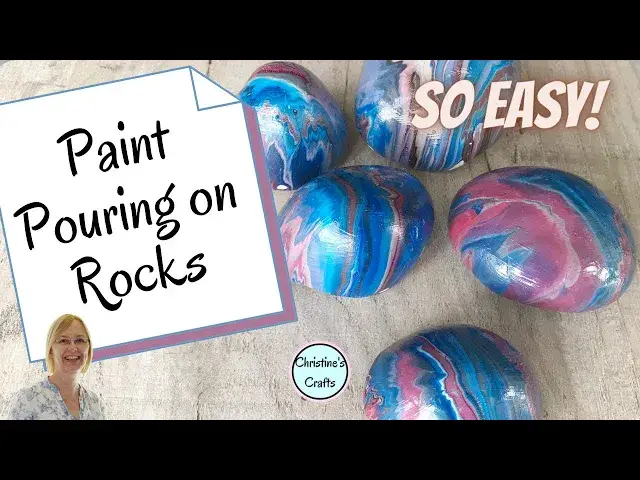 'Video thumbnail for POURING ACRYLIC PAINT ON ROCKS : Super fun and easy to do!'