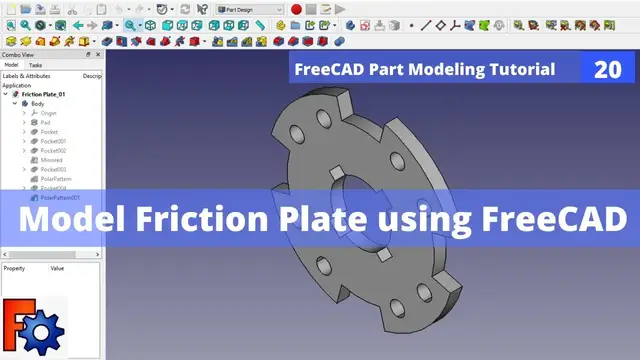 'Video thumbnail for Model Friction Plate in FreeCAD | FreeCAD Tutorial | FreeCAD Beginner Tutorial | Mechnexus |'