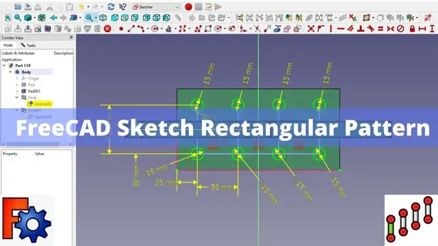 'Video thumbnail for FreeCAD Sketch Rectangular Pattern | FreeCAD Tutorial | FreeCAD Beginner Tutorial | Mechnexus |'