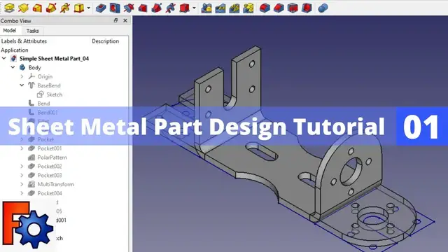 'Video thumbnail for FreeCAD Sheet Metal Part Design Tutorial  | FreeCAD Tutorial | FreeCAD Sheet Metal Workbench |'