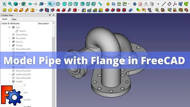 'Video thumbnail for Model Pipe with Flange in FreeCAD | FreeCAD Tutorial | FreeCAD Piping |'