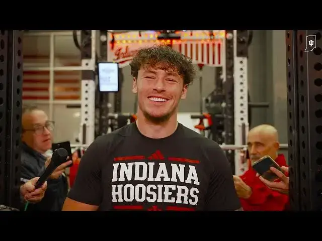 'Video thumbnail for Postgame Q&A: Aiden Fisher on Indiana football's 20-15 win over Michigan'