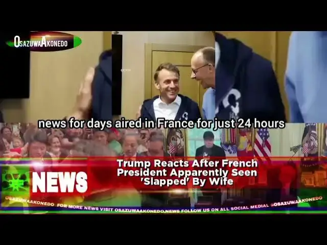 'Video thumbnail for Trump Reacts After French President Apparently Seen 'Slapped' By Wife'