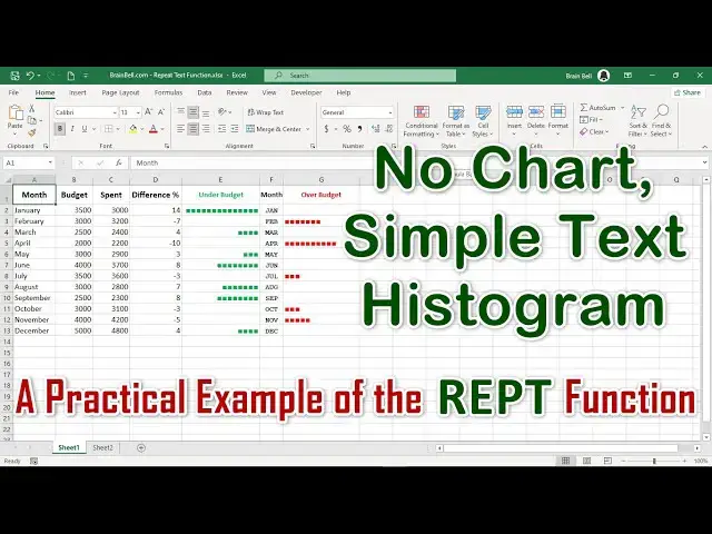 'Video thumbnail for Creating Text-Based Histograms with the REPT Function in Excel'