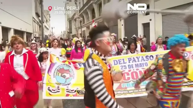'Video thumbnail for Red noses and big shoes fill Lima’s streets for Clown Day'