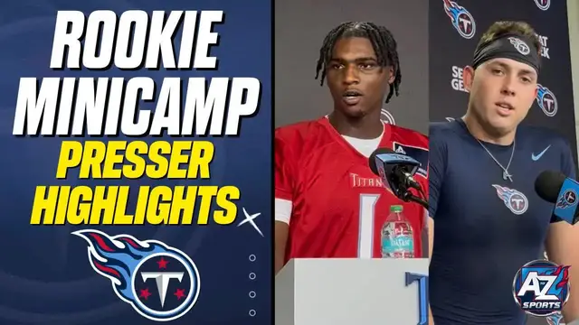 'Video thumbnail for (182) titans rookie minicamp: cam ward, ayomanor, helm press conference'