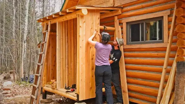 'Video thumbnail for nick and maëla: building a log cabin toolshed: stone oven fail, cedar shake roof rethink'