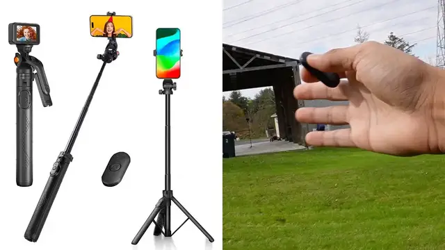 'Video thumbnail for Extendable Selfie Stick Tripod with Wireless Remote Review'