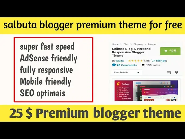 'Video thumbnail for bast {25$} Salbuta Blogger Dark and Light Version primium blogger theme 2021 free mai download kare'