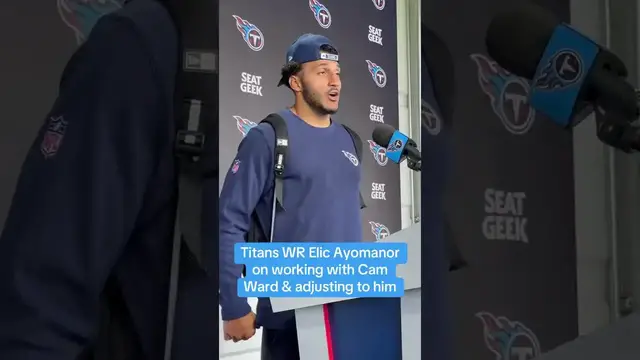 'Video thumbnail for (182) titans wr elic ayomanor on working with cam ward'