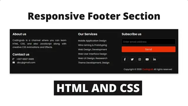 'Video thumbnail for Responsive Footer using HTML and CSS'