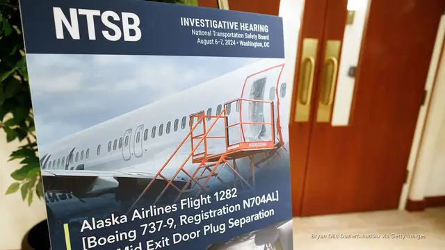 'Video thumbnail for NTSB faults Boeing, FAA in Alaska Airlines 737 Max door blowout'