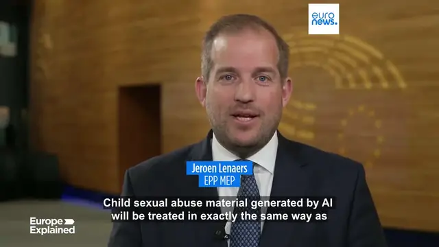 'Video thumbnail for EU Parliament to criminalise AI-generated child abuse material'