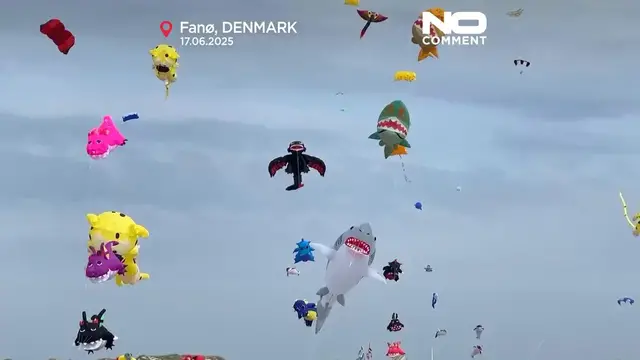 'Video thumbnail for Skies over Fanø burst with colour as International Kite Festival begins'