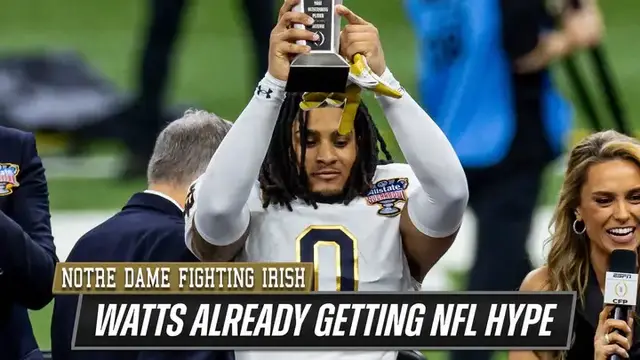 'Video thumbnail for The Falcons got a STEAL in Notre Dame safety Xavier Watts!'